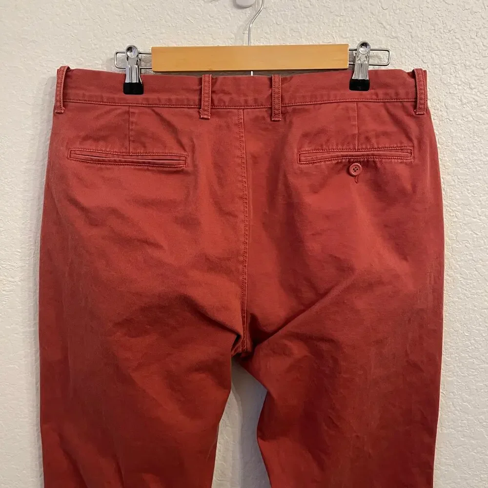 J Crew Mens Chino Pants 33x31 Nantucket Red‎ Cotton Straight Leg Preppy Office